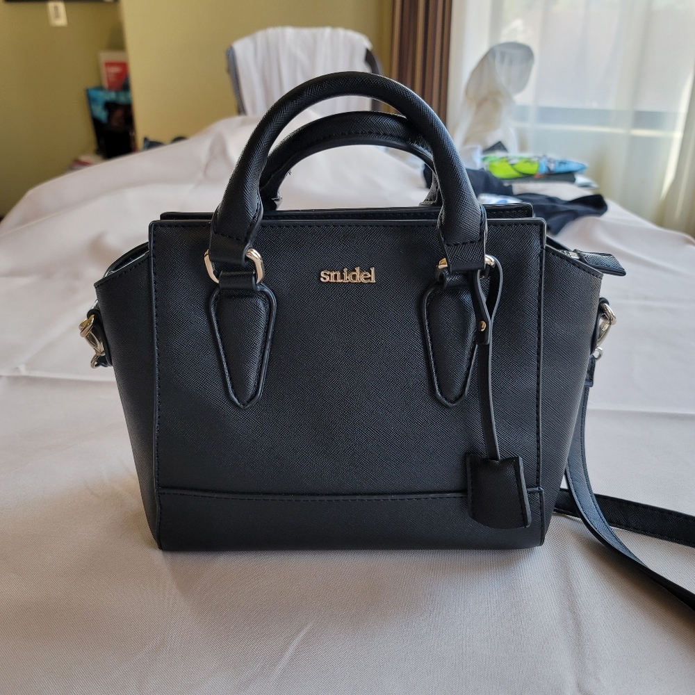 Snidel Top Handle Crossbody Purse - Black & Gold Hardware